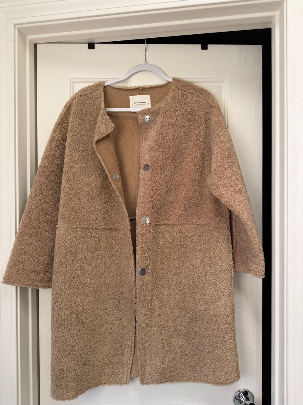 Lucky Brand Tan Faux Shearling Teddy Coat